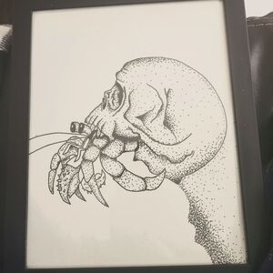 8x10 pen and ink hermit skull